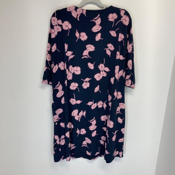 J Jill floral navy pink knit midi dress wearever collection L - Picture 7 of 8